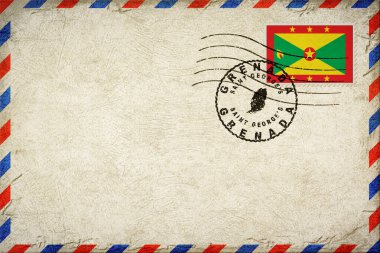Grenada Saint Georges Vintage Air Mail Envelope with Flag and Postmark