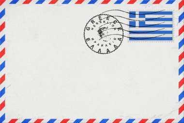 Greece Heraklion Vintage Air Mail Envelope with Flag and Postmark