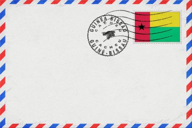 Guinea Bissau Cacheu Vintage Air Mail Envelope with Flag and Postmark
