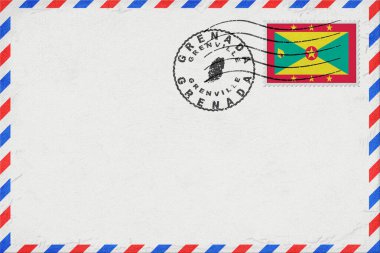 Grenada Grenville Vintage Air Mail Envelope with Flag and Postmark