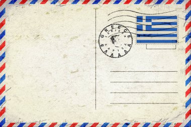 Greece Larissa Vintage Air Mail Envelope with Flag and Postmark