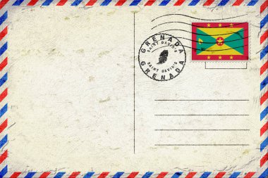 Grenada Saint Davids Vintage Air Mail Envelope with Flag and Postmark
