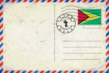 Guyana Georgetown Vintage Air Mail Envelope with Flag and Postmark