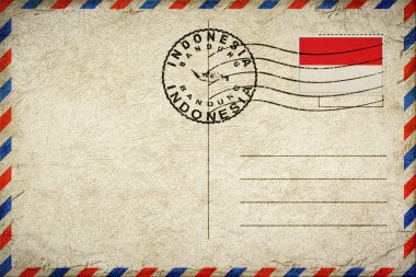 Indonesia Bandung Vintage Air Mail Envelope with Flag and Postmark