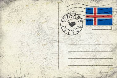 Iceland Kopavogur Old Style Mail Envelope with Flag and Postmark