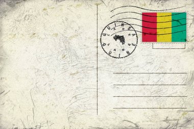 Guinea Labe Old Style Mail Envelope with Flag and Postmark