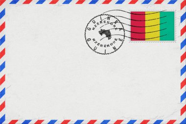 Guinea Nzerekore Vintage Air Mail Envelope with Flag and Postmark