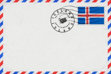 Iceland Reykjanesbar Vintage Air Mail Envelope with Flag and Postmark