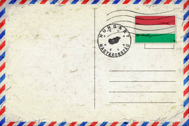 Hungary Pecs Vintage Air Mail Envelope with Flag and Postmark
