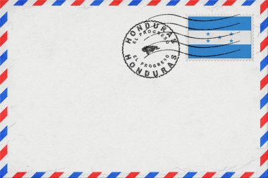 Honduras El Progreso Vintage Air Mail Envelope with Flag and Postmark
