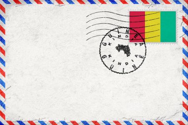 Guinea Kindia Vintage Air Mail Envelope with Flag and Postmark