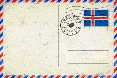 Iceland Reykjavik Vintage Air Mail Envelope with Flag and Postmark