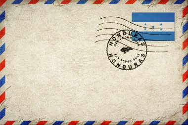 Honduras San Pedro Sula Vintage Air Mail Envelope with Flag and Postmark