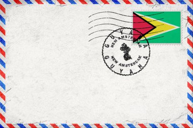 Guyana New Amsterdam Vintage Air Mail Envelope with Flag and Postmark