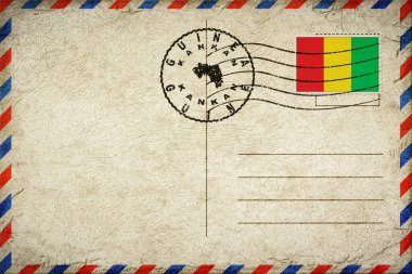 Guinea Kankan Vintage Air Mail Envelope with Flag and Postmark