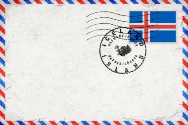 Iceland Hafnarfjordur Vintage Air Mail Envelope with Flag and Postmark