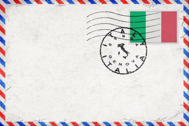 Italy flag Vintage Air Mail Envelope with Flag and Postmark