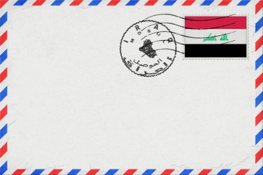 Iraq Mosul Vintage Air Mail Envelope with Flag and Postmark