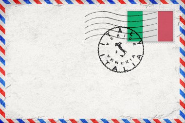Italy Venice Vintage Air Mail Envelope with Flag and Postmark