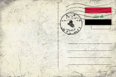 Iraq Kirkuk Old Style Mail Envelope with Flag and Postmark