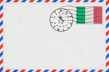 Italy Naples Vintage Air Mail Envelope with Flag and Postmark