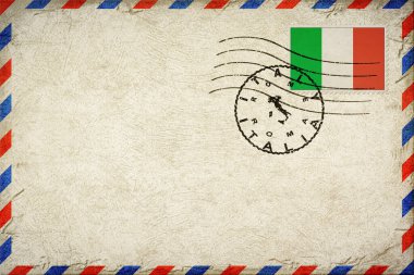 Italy Rome Vintage Air Mail Envelope with Flag and Postmark