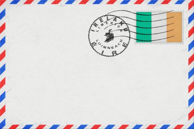 Ireland Limerick Vintage Air Mail Envelope with Flag and Postmark