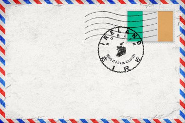 Ireland Dublin Vintage Air Mail Envelope with Flag and Postmark