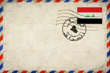 Iraq Sulaimaniyah Vintage Air Mail Envelope with Flag and Postmark