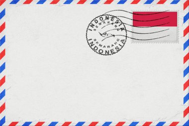 Indonesia Semarang Vintage Air Mail Envelope with Flag and Postmark