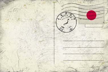 Japan Yokohama Old Style Mail Envelope with Flag and Postmark