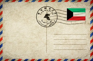 Kuwait Farwaniya Vintage Air Mail Envelope with Flag and Postmark