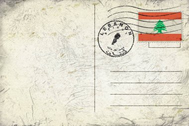 Lebanon Beirut Old Style Mail Envelope with Flag and Postmark
