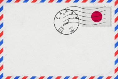 Japan Kobe Vintage Air Mail Envelope with Flag and Postmark