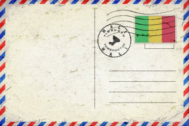 Mali Timbuktu Vintage Air Mail Envelope with Flag and Postmark