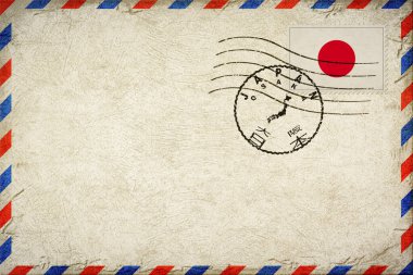Japan Osaka Vintage Air Mail Envelope with Flag and Postmark