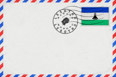 Lesotho Maseru Vintage Air Mail Envelope with Flag and Postmark