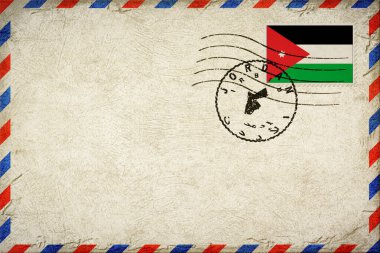 Jordan Irbid Vintage Air Mail Envelope with Flag and Postmark