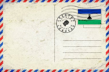 Lesotho Quthing Vintage Air Mail Envelope with Flag and Postmark