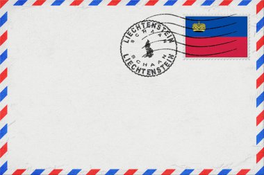 Liechtenstein Schaan Vintage Air Mail Envelope with Flag and Postmark