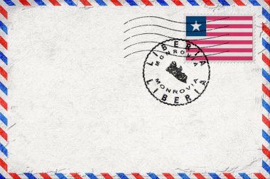 Liberia Monrovia Vintage Air Mail Envelope with Flag and Postmark