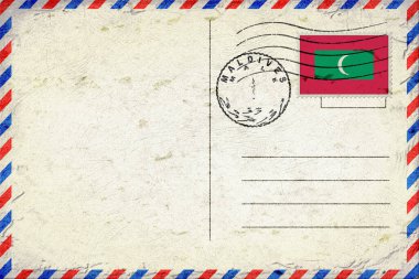 Maldives Male Vintage Air Mail Envelope with Flag and Postmark