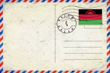 Malawi Lilongwe Vintage Air Mail Envelope with Flag and Postmark