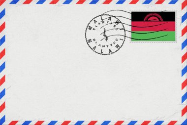 Malawi Blantyre Vintage Air Mail Envelope with Flag and Postmark