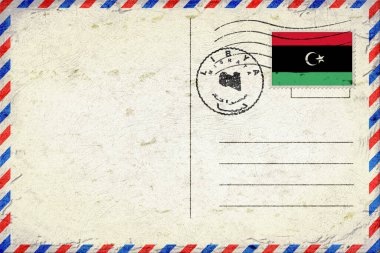 Libya Misrata Vintage Air Mail Envelope with Flag and Postmark