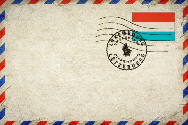 Luxembourg Differdange Vintage Air Mail Envelope with Flag and Postmark