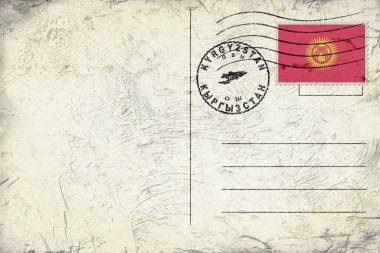 Kyrgyzstan Osh Old Style Mail Envelope with Flag and Postmark