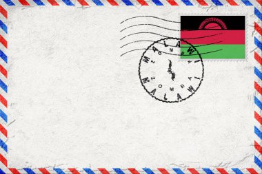Malawi Zomba Vintage Air Mail Envelope with Flag and Postmark
