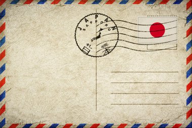 Japan Sapporo Vintage Air Mail Envelope with Flag and Postmark
