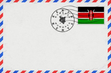 Kenya Mombasa Vintage Air Mail Envelope with Flag and Postmark